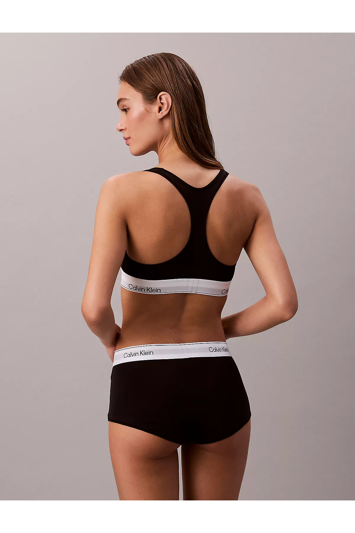 Calvin Klein  Kadın Kare Yaka Lastikli Dar Calvin Yazı Desenli Siyah1 Bralet - Görsel 4