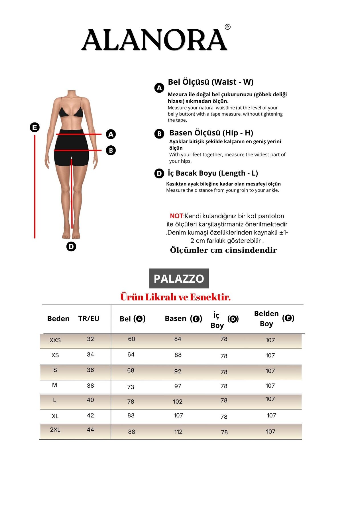 alanora  Kadın Likralı Salaş Geniş Paça Palazzo Pantolon - Görsel 4