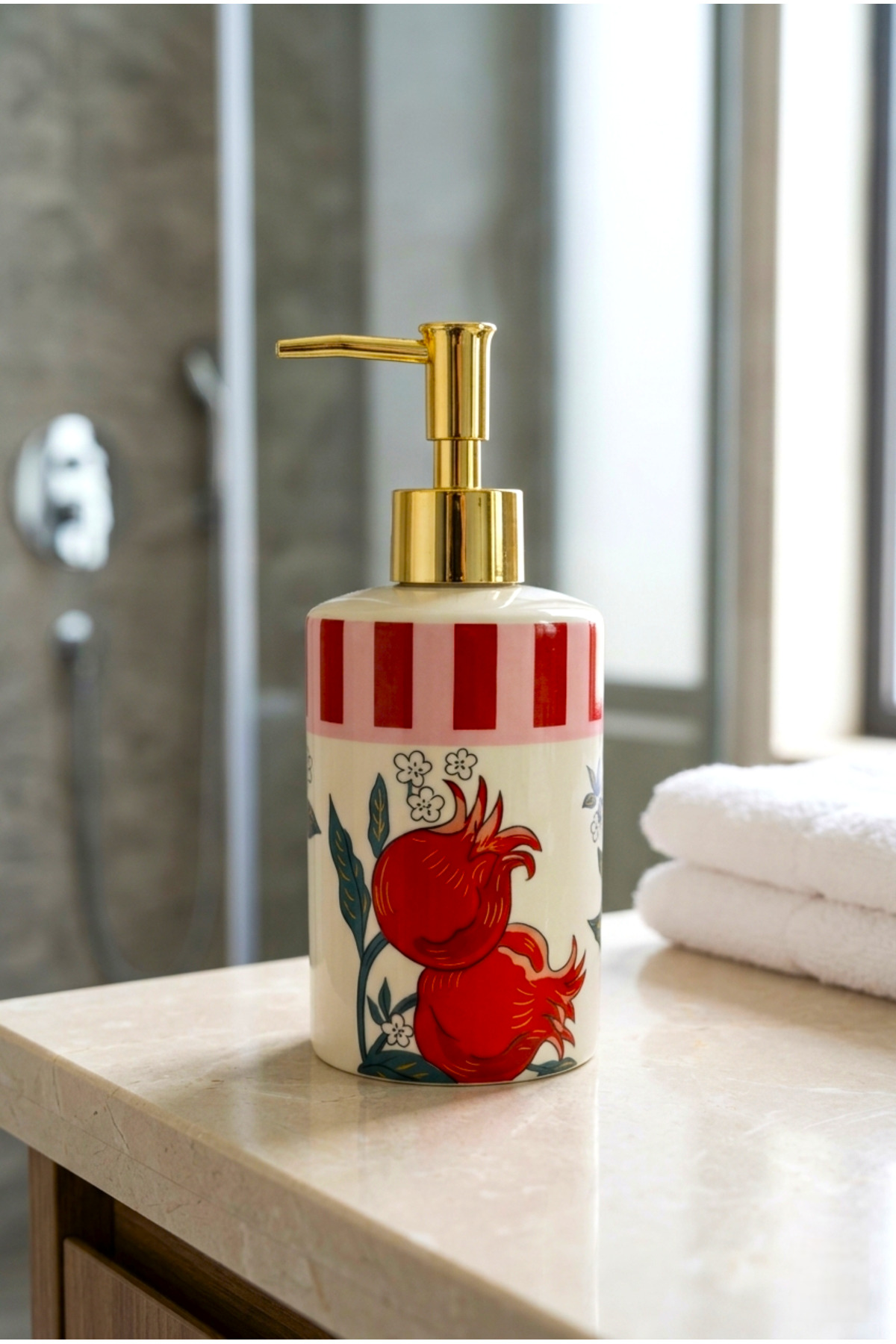 500 ml Narlı Sıvı Sabunluk | Dekoratif Banyo ve Mutfak Sabunluğu