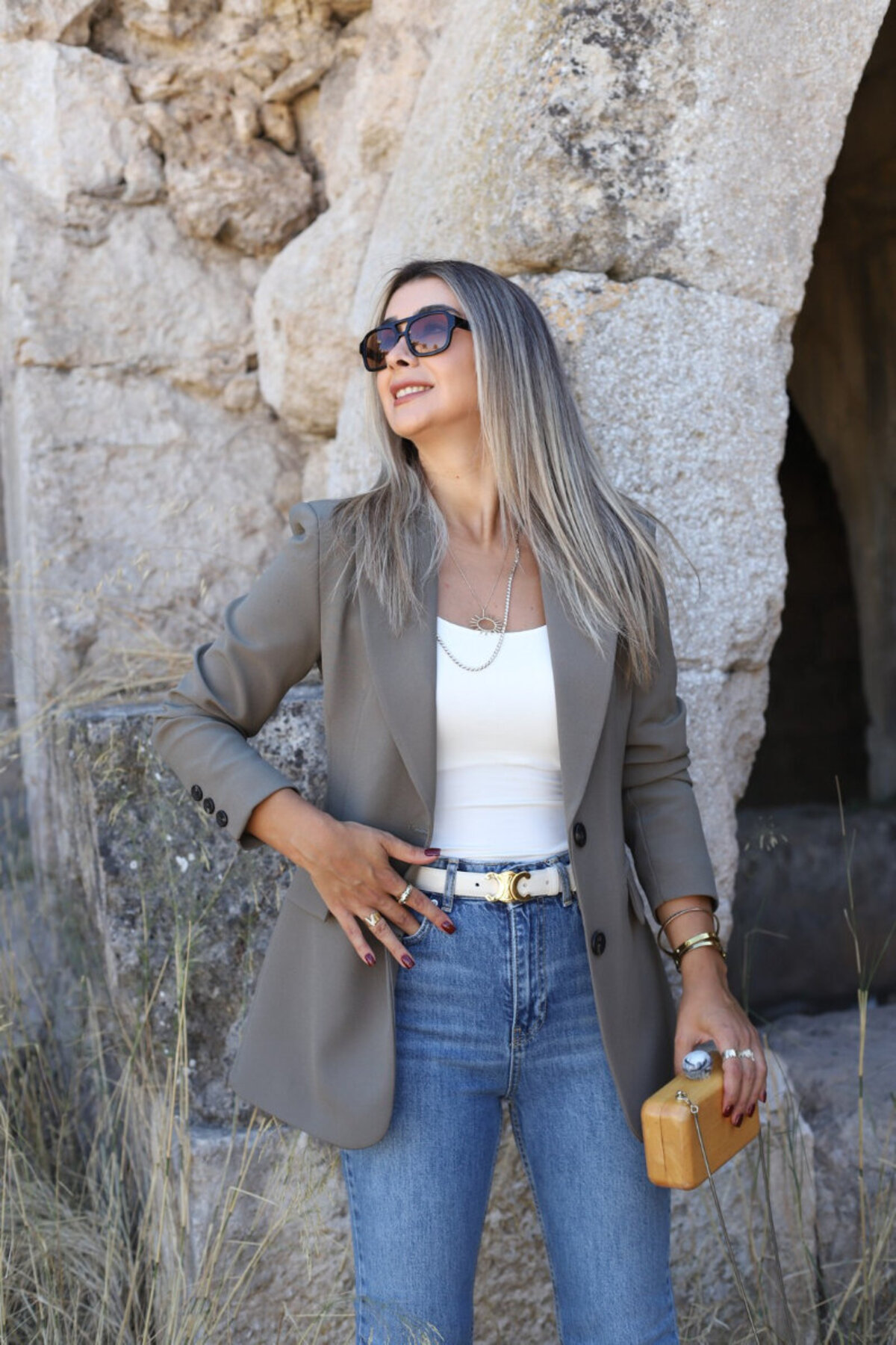 bytugcekaya  Haki Premium Nervür Detay Blazer - Görsel 2