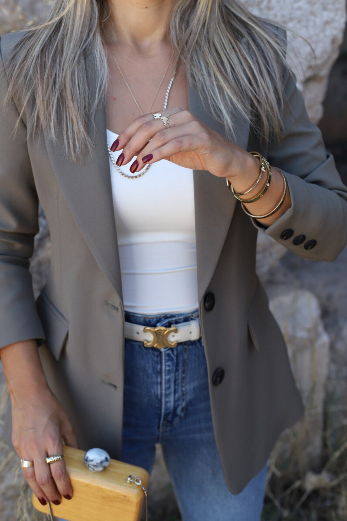 bytugcekaya  Haki Premium Nervür Detay Blazer - Görsel 3