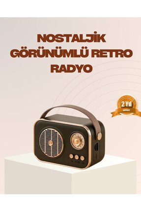 Genel Markalar Retro Bluetooth Radyo – Nostaljik Tasarım, TF Kart ve USB Dest...