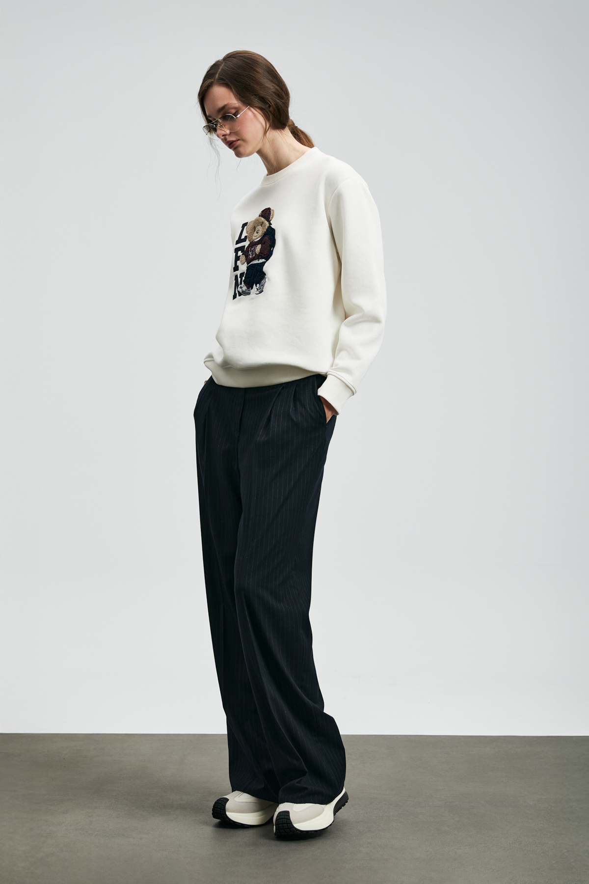 Lufian  Dıamond Kadın Örme Sweatshırt Kırık Beyaz - Görsel 4