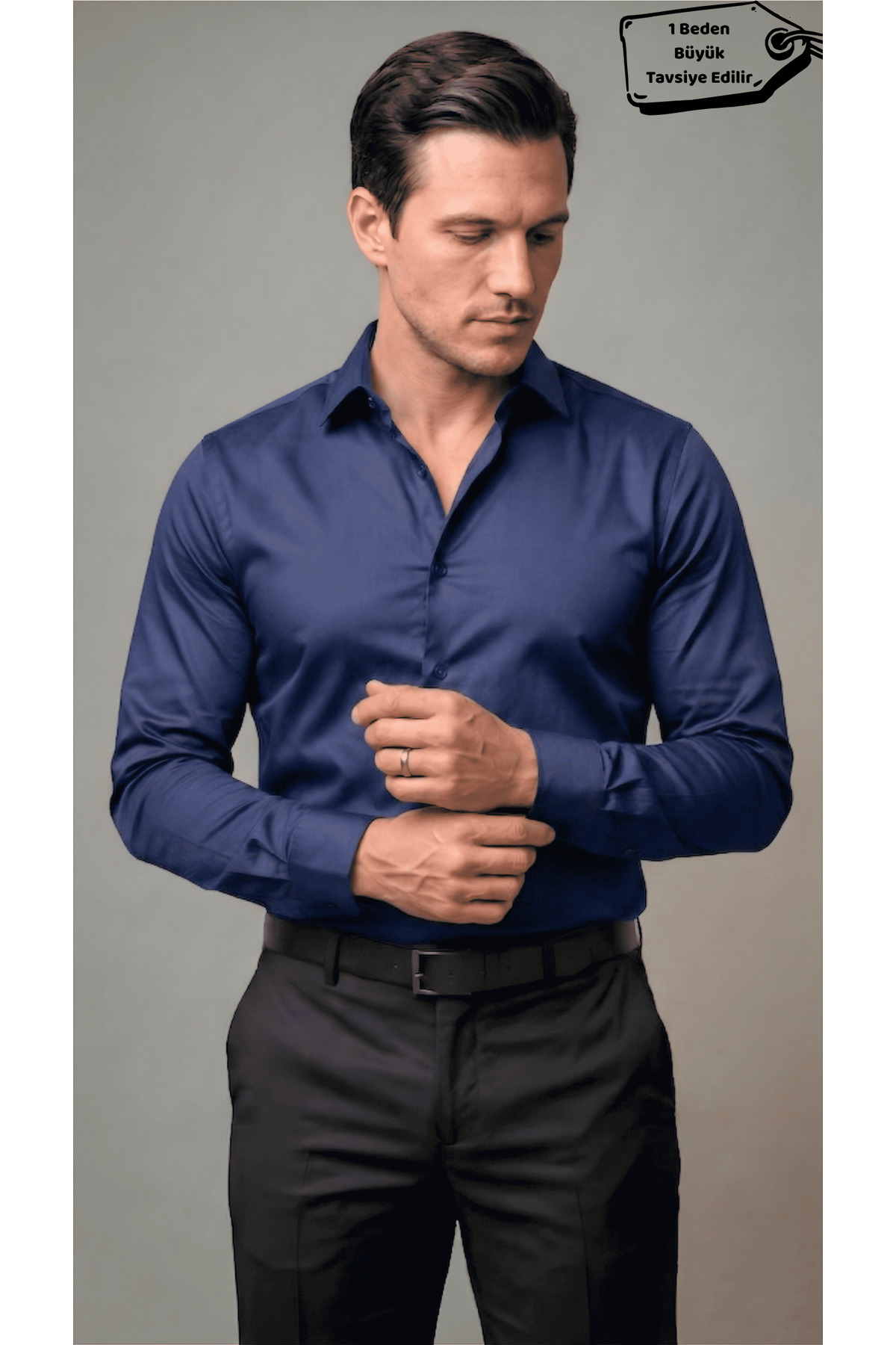 viyamen Erkek Slim Fit Klasik Saten Gömlek