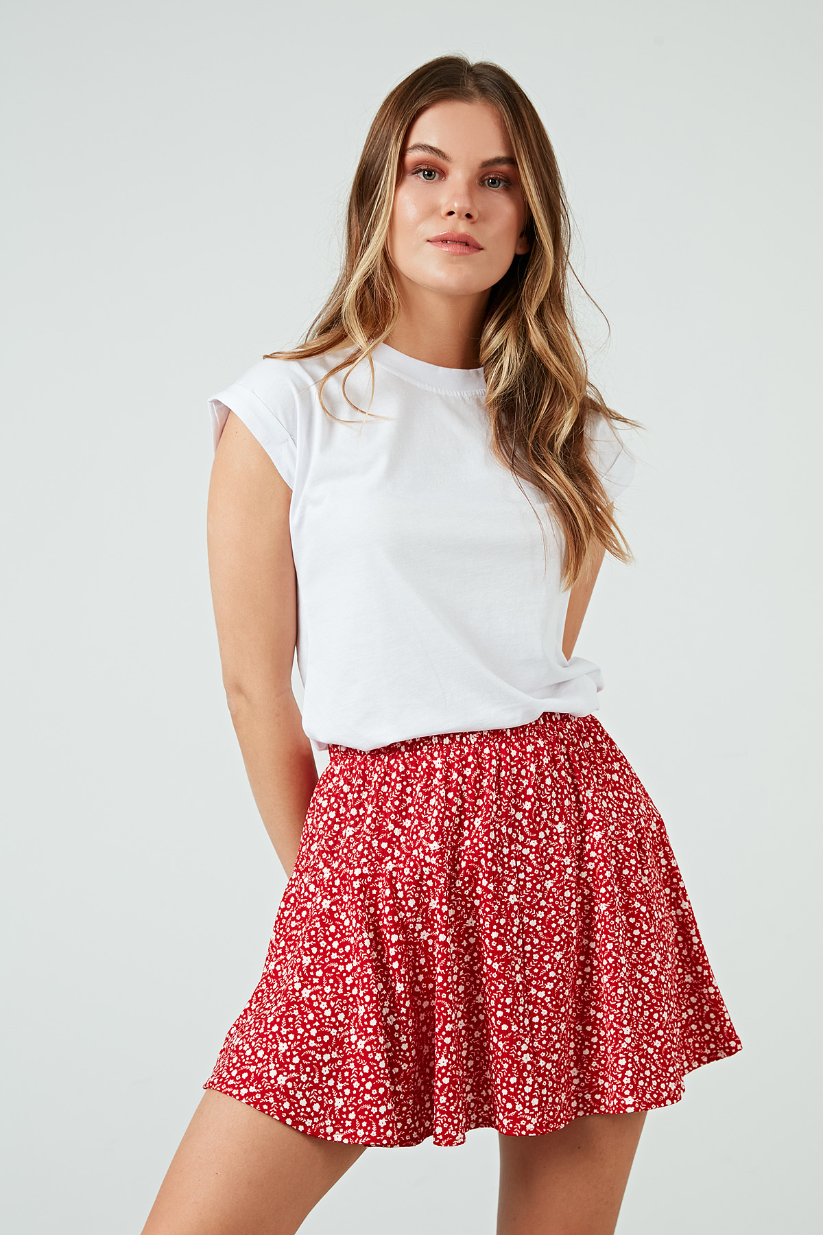 Lela  Beli Lastikli Mini Şort Etek ETEK 5864024 - Görsel 7