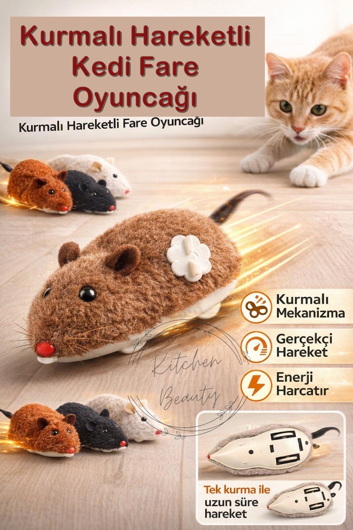 Kitchen Beauty Kurmalı Fare Kedi Oyuncağı Peluş Yaratıcı Oyuncak - Fiyatı, Yorumları