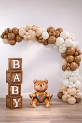 Patladı Gitti Oyuncak Ayı Temalı Baby Shower Set; Ahşap Görünümlü Baby Kutu, ...