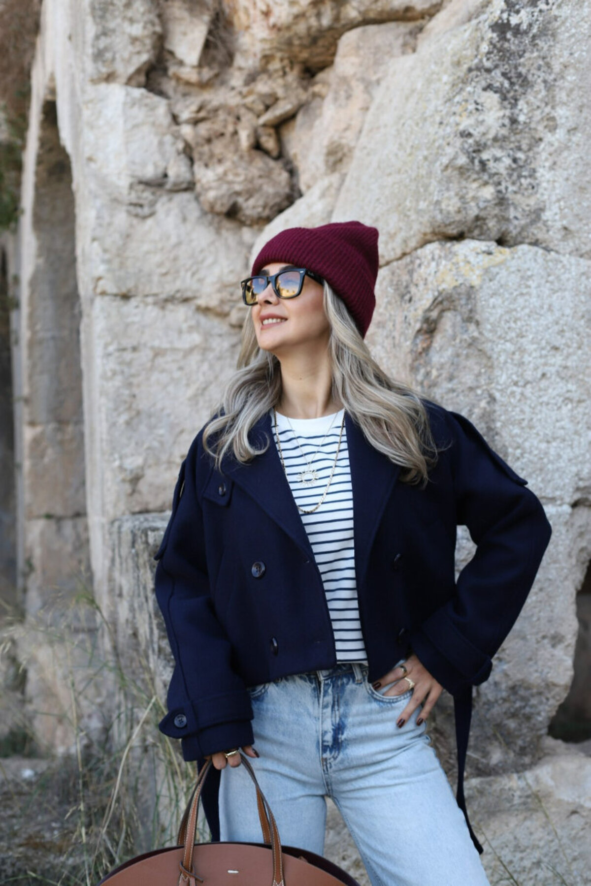 bytugcekaya Lacivert İç Astarlı Kısa Kaşe Kaban görsel 4