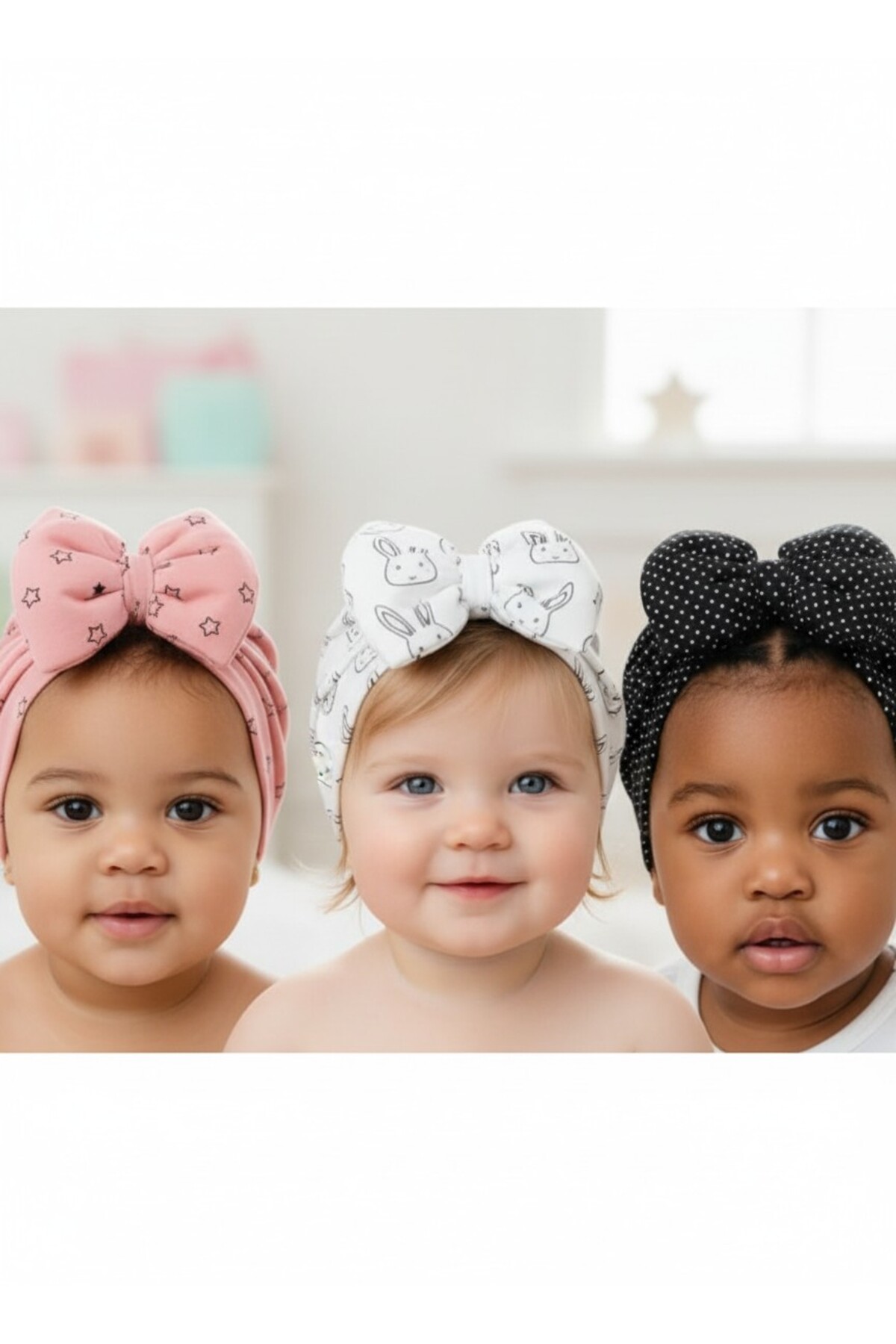 3-PIECE COMBED COMBED COTTON BABY GIRL BONNET SET