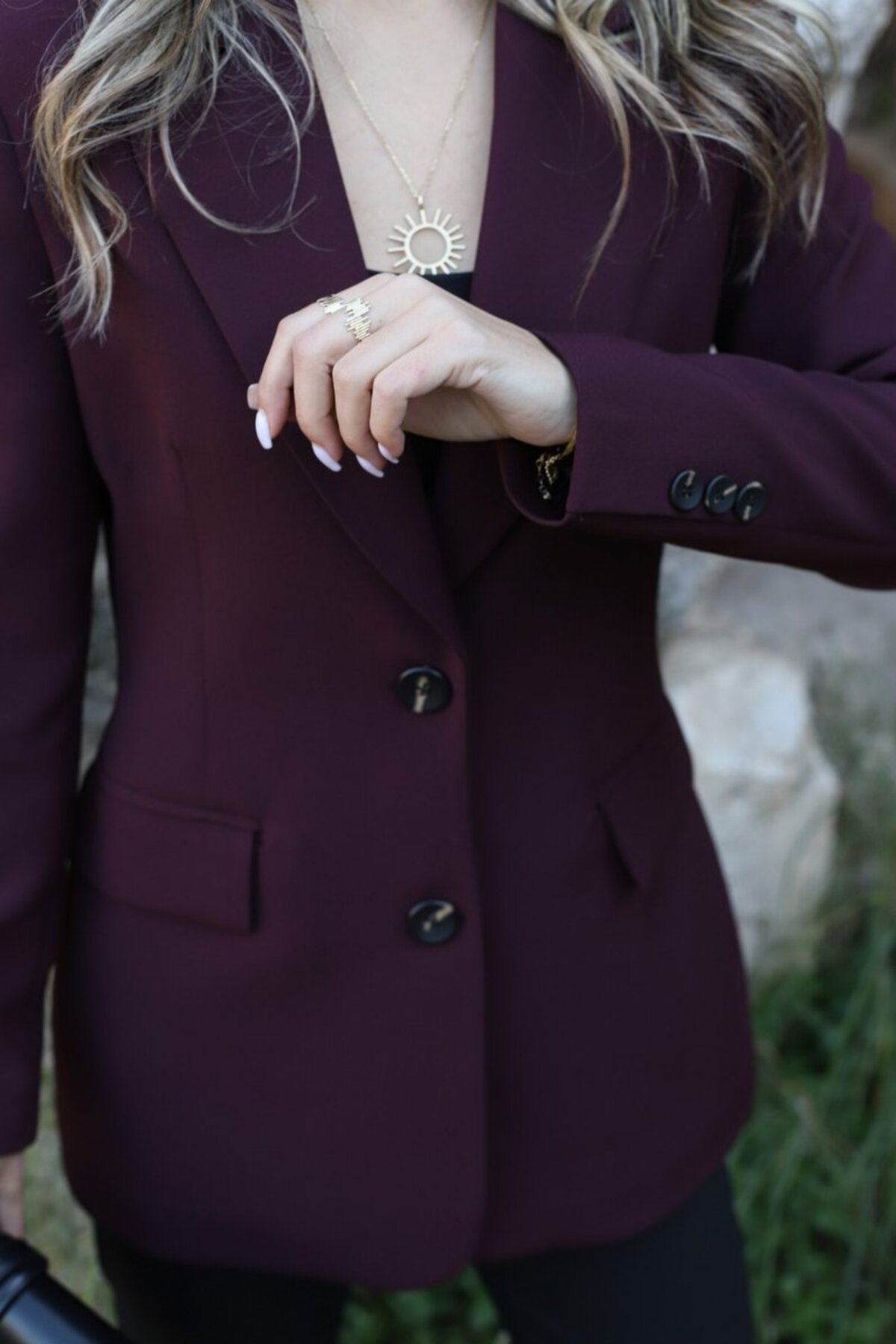 bytugcekaya  Mürdüm Premium Nervür Detay Blazer - Görsel 3