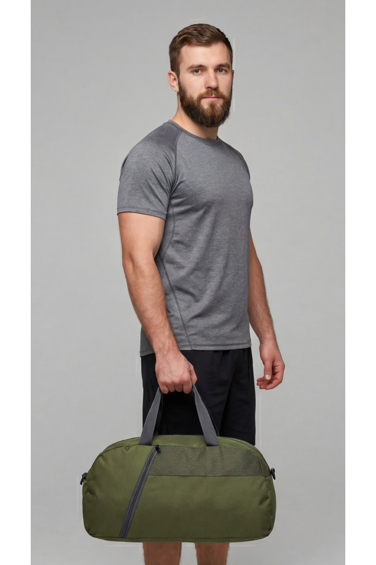 KAFF  Küçük Haki Önü Cepli Ayarlanabilir Omuz Askılı El Seyahat Spor Çantası-0833 - Görsel 2