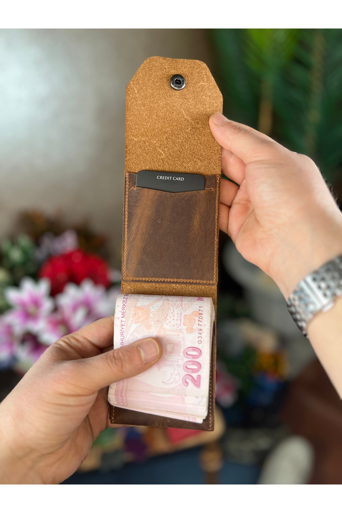 LEWİS POLO  Viral Hakiki Deri Bol Kartlıklı Kullanışlı Taba unisex Cüzdanı - Görsel 5