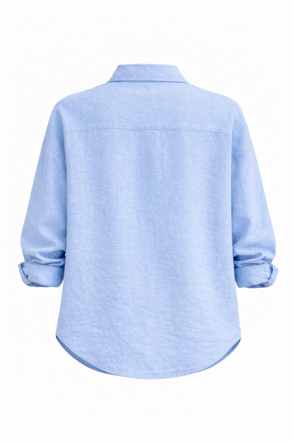 çerme  Oversize Mevsimlik Keten Dokulu Bol Kalıp Uzun Kollu Rahat Kullanım Erkek Mavi Gömlek - Görsel 2