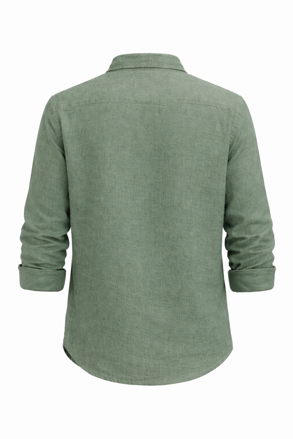 çerme  Oversize Mevsimlik Keten Dokulu Bol Kalıp Uzun Kollu Rahat Kullanım Erkek Haki Gömlek - Görsel 2