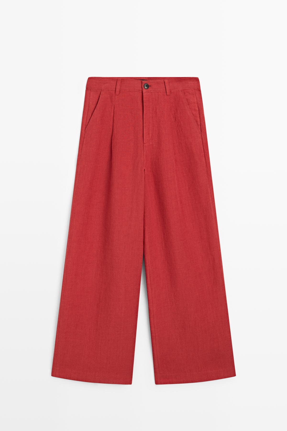 Massimo Dutti  Loose fit keten pantolon - Görsel 5