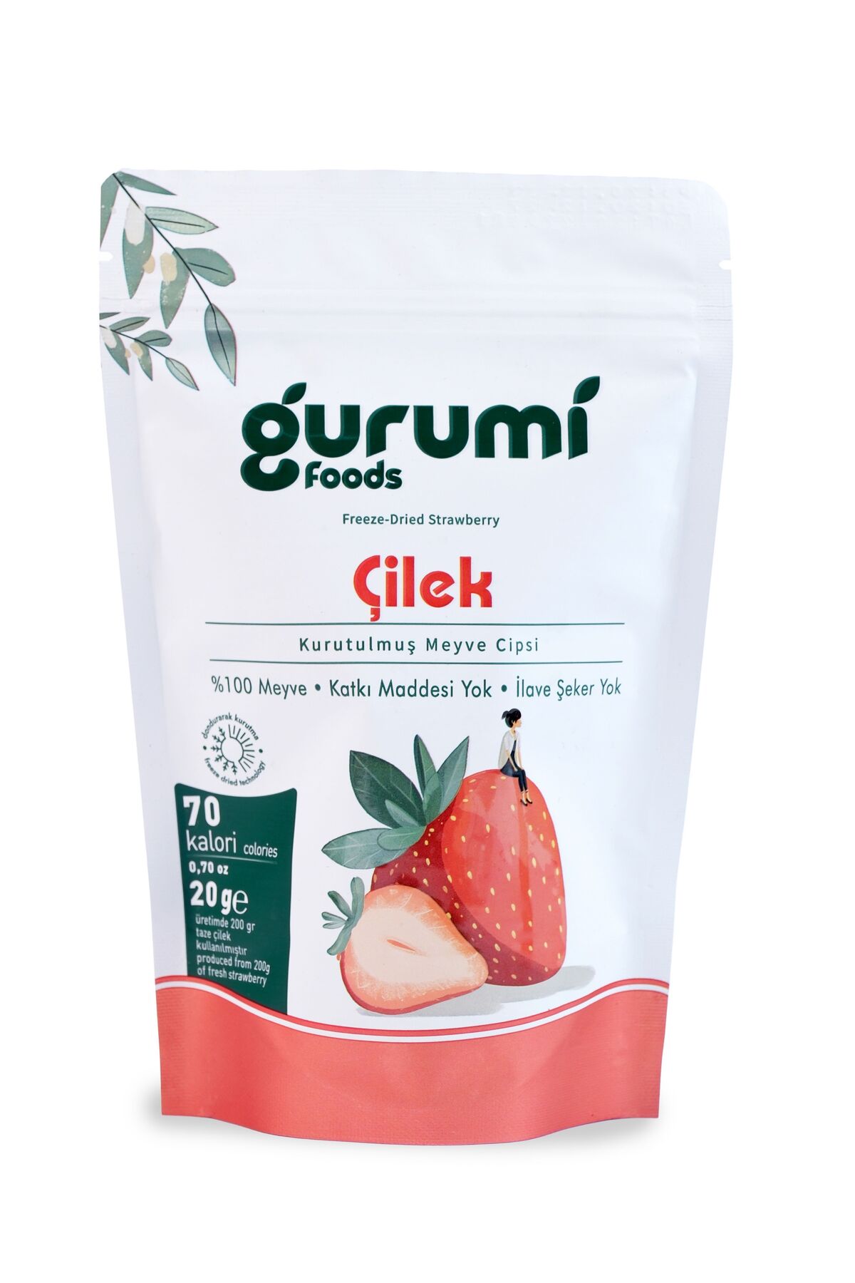 Gurumi Foods Çilek Kuru Meyve Cipsi- Dondurularak Kurutulmuş