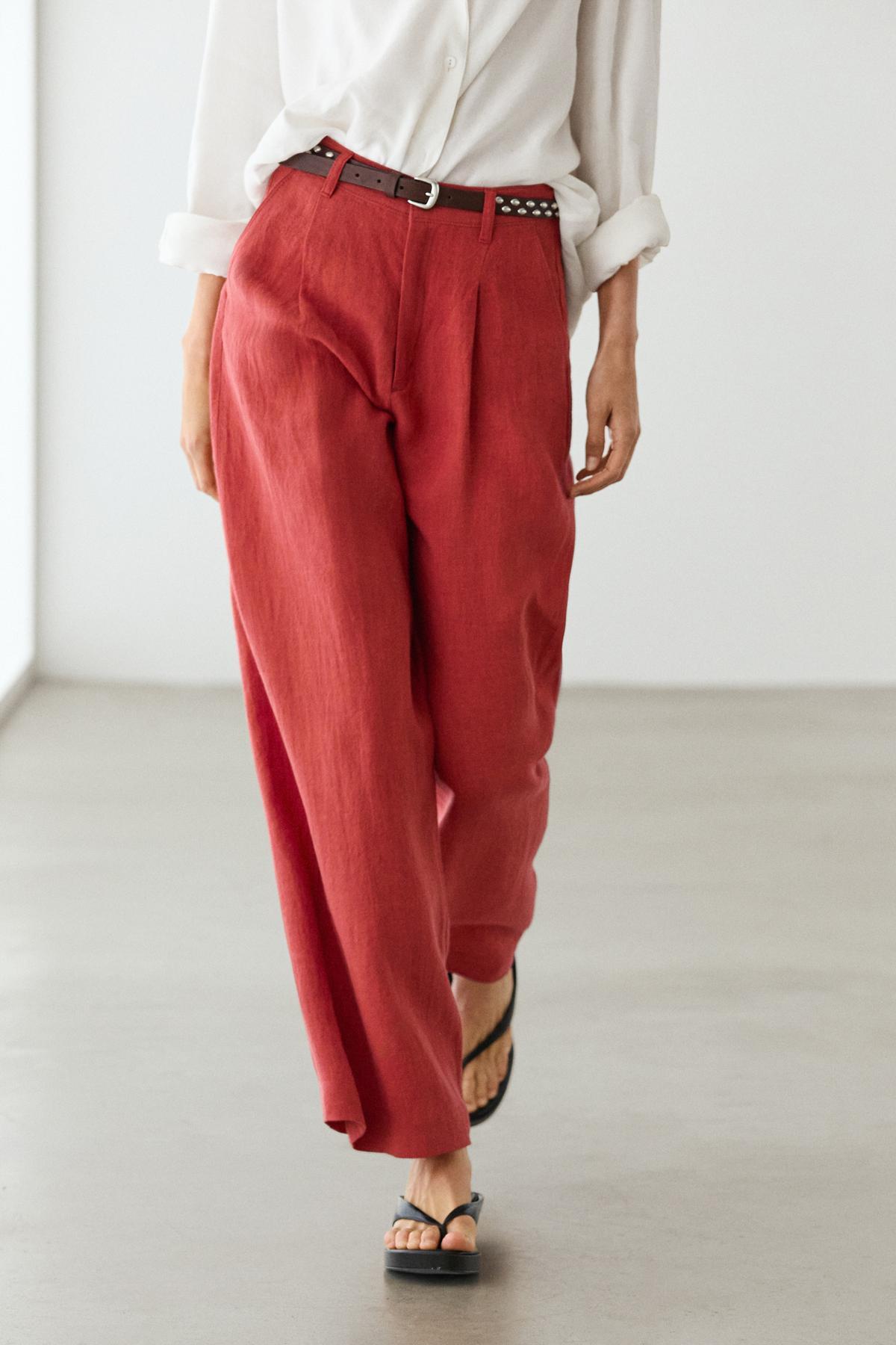 Massimo Dutti  Loose fit keten pantolon - Görsel 2