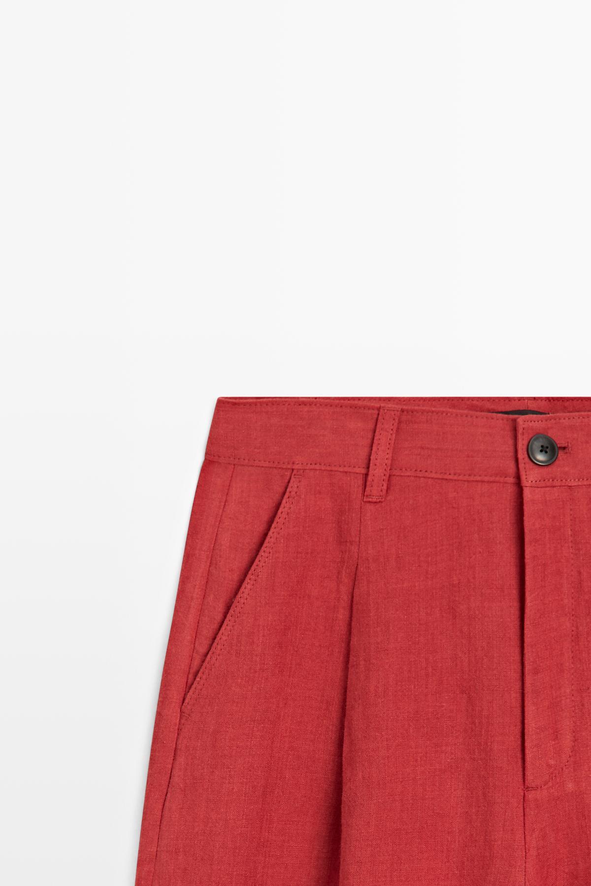 Massimo Dutti  Loose fit keten pantolon - Görsel 6