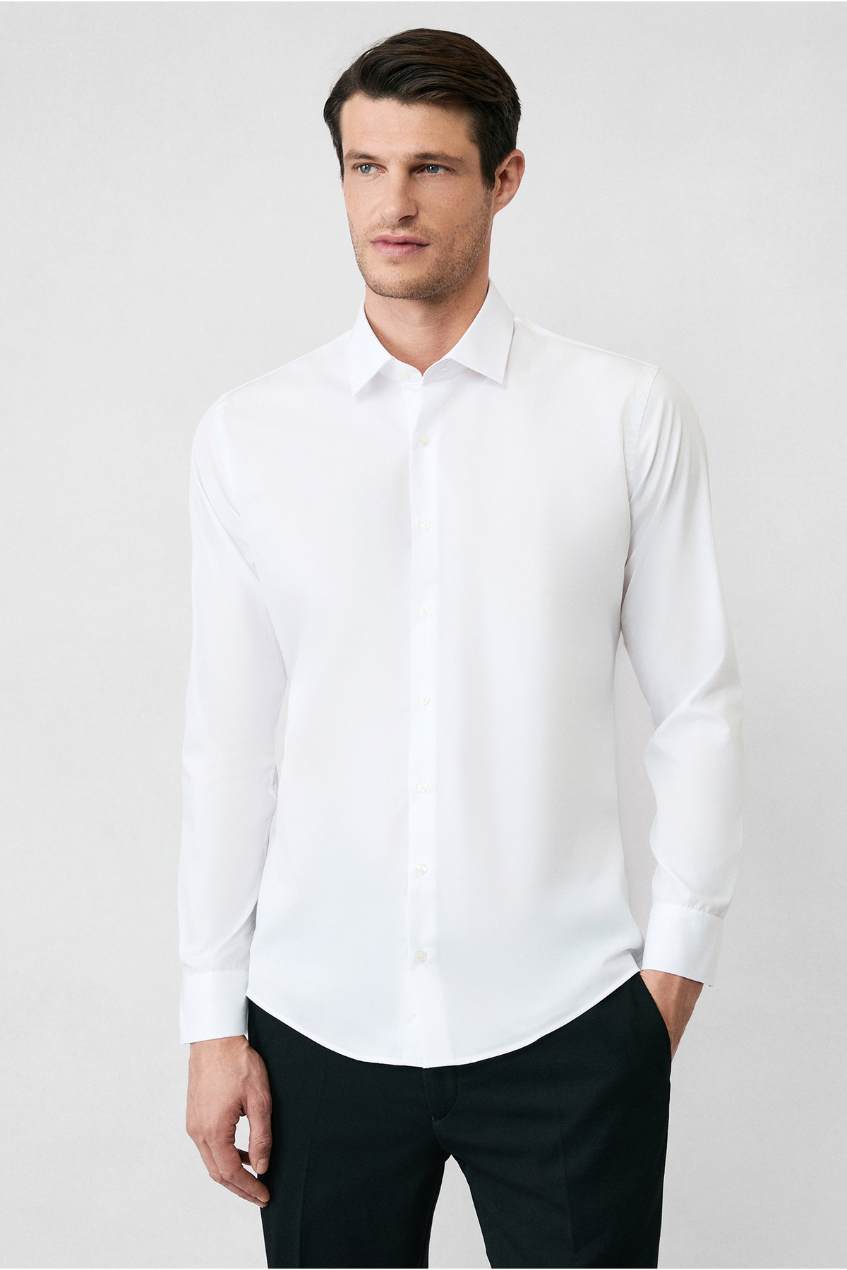 Kiğılı  Uzun Kol Slim Fit Non Iron Ütü Gerektirmeyen Pamuklu Klasik Gömlek - Görsel 4