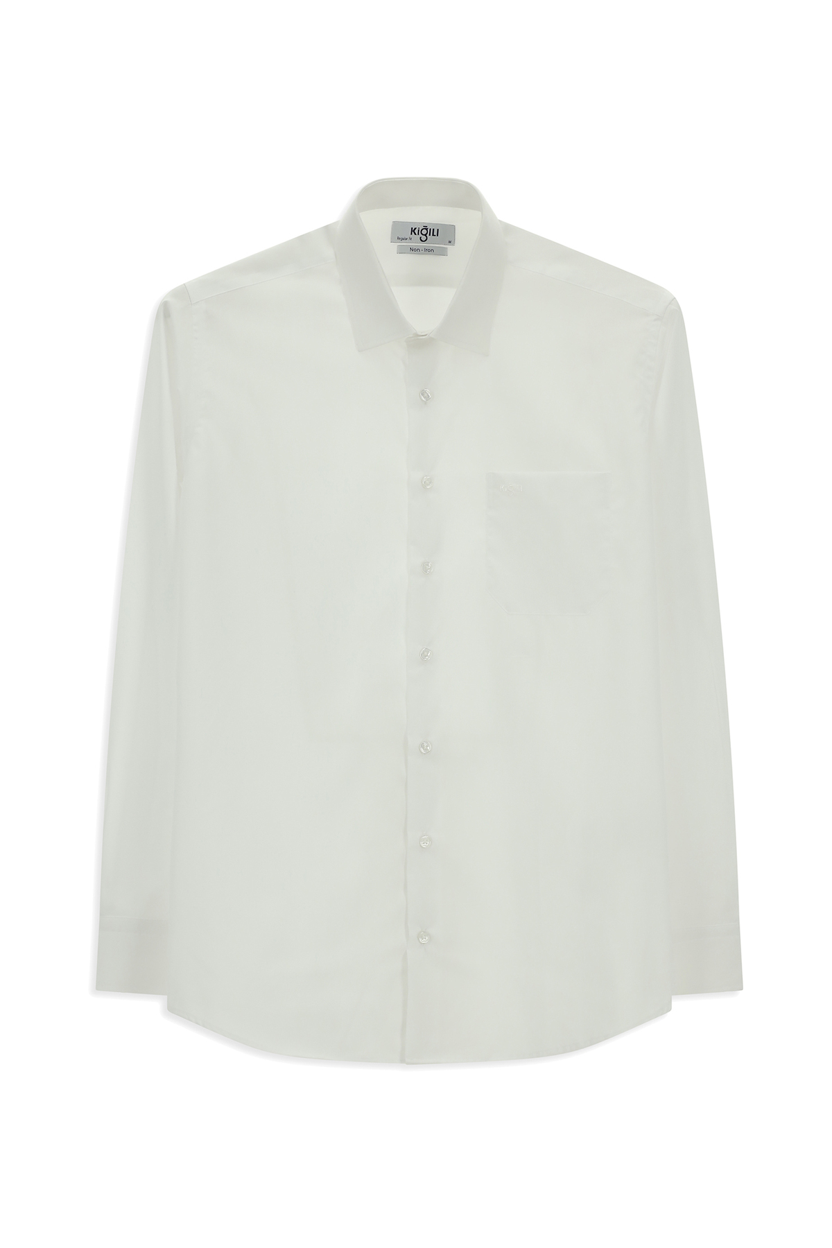 Kiğılı  Uzun Kol Regular Fit Klasik Yaka Cepli Pamuklu Non Iron Ütü Gerektirmeyen Gömlek - Görsel 3