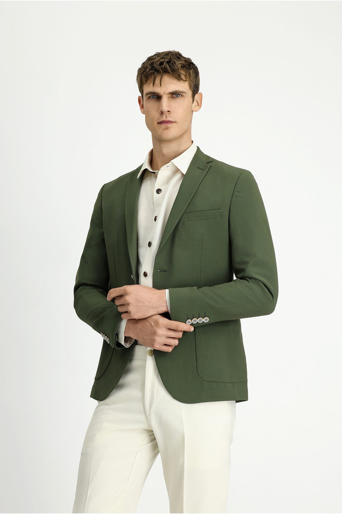 Kiğılı  7 Drop Super Slim Fit Eksra Dar Kesim Gofre Ceket - Görsel 3