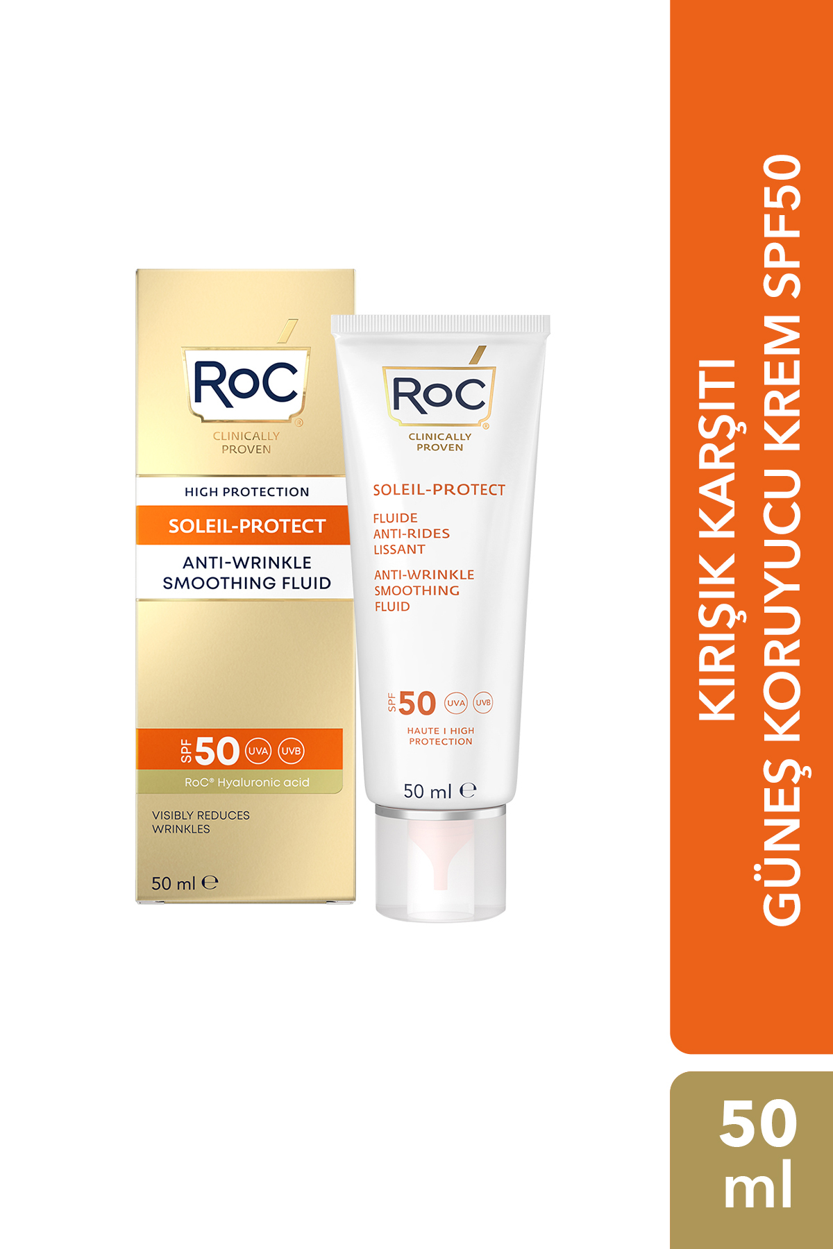 Roc Soleil-Protect Anti-Wrinkle Kırışıklık Karşıtı Likit Güneş Kremi 50 Faktör 50ML