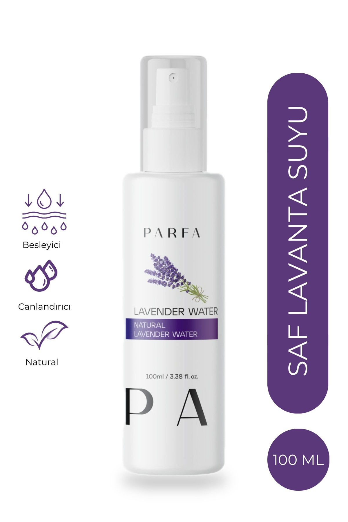 Lavanta Suyu %100 Saf ve Doğal Canlandırıcı Ve Besleyici Etkili Tonik Lavanta Hidrosolü 100 Ml — parfa04