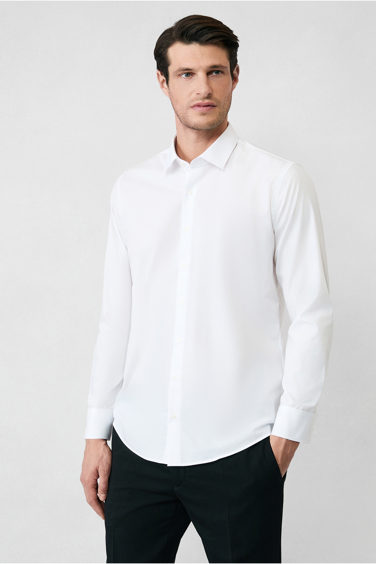 Kiğılı  Uzun Kol Slim Fit Non Iron Ütü Gerektirmeyen Pamuklu Klasik Gömlek