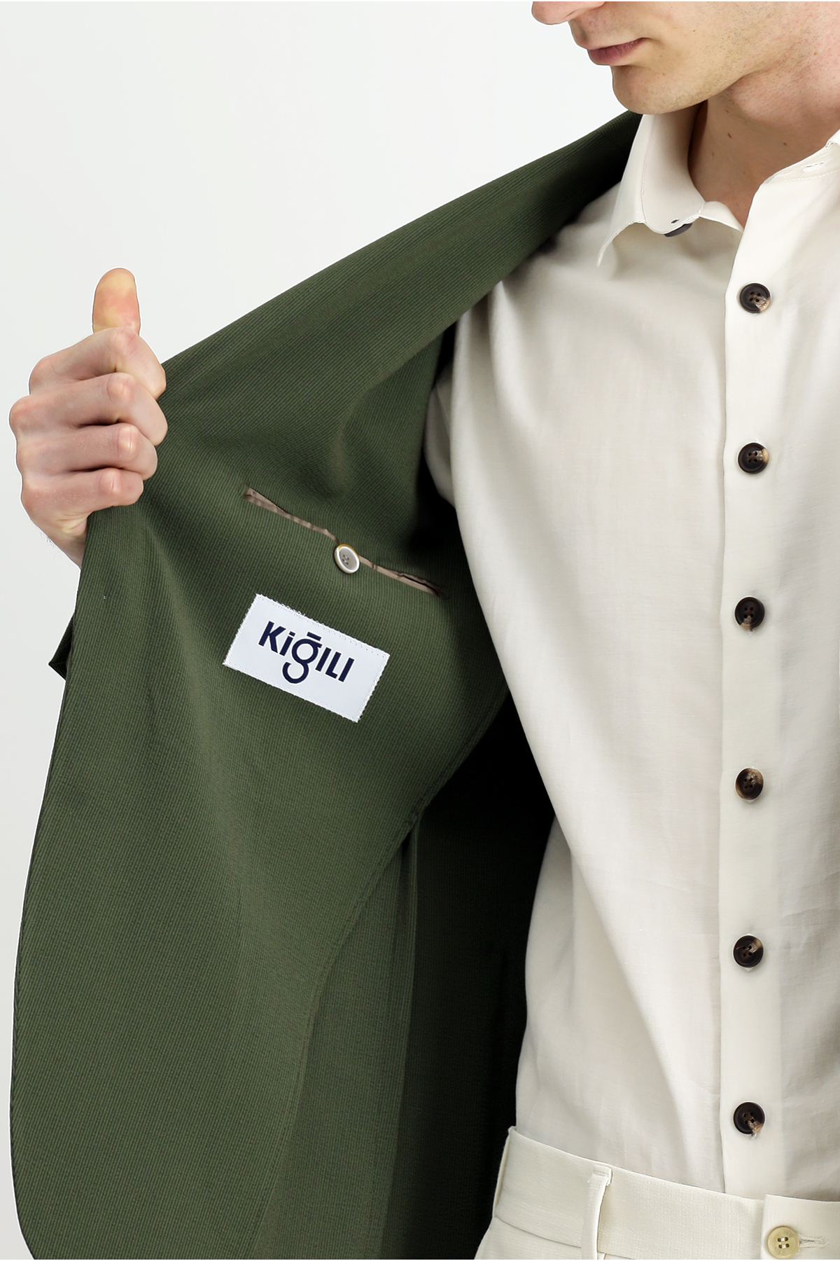 Kiğılı  7 Drop Super Slim Fit Eksra Dar Kesim Gofre Ceket - Görsel 5