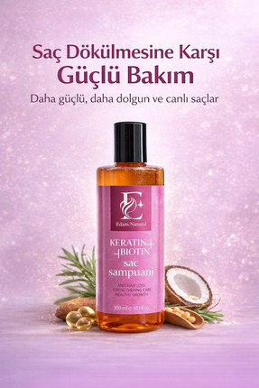 EDAM NATURAL Keratin&Biotin Saç Dökülme Karşıtı Sağlıklı Uzamaya Yardımcı Ona...