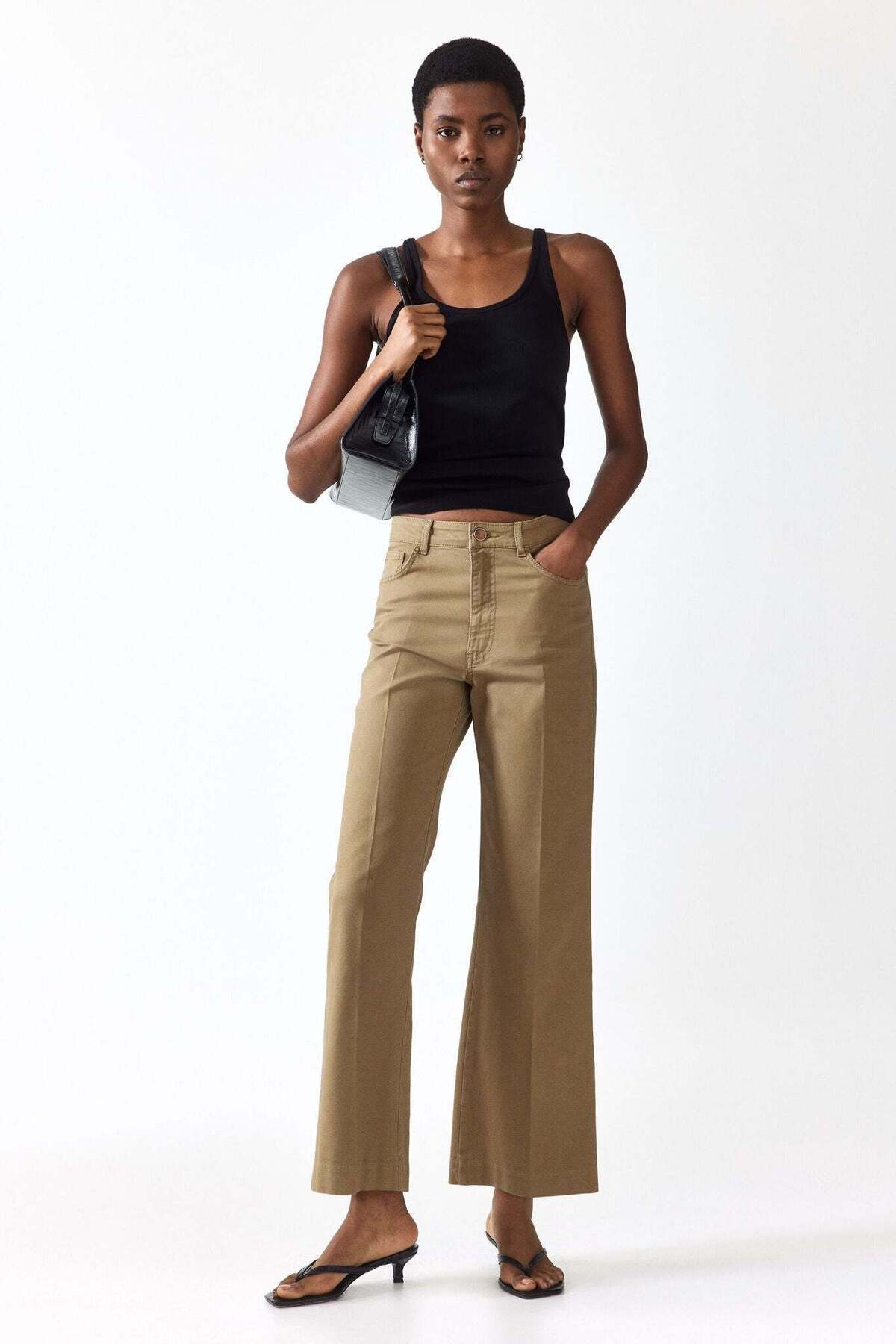 H&M Bootcut cotton canvas trousers