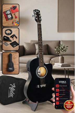 Midex Rg-560bk Pack Siyah Elektro Akustik Gitar Full Set Ekolayzerli 40 Inç 4...