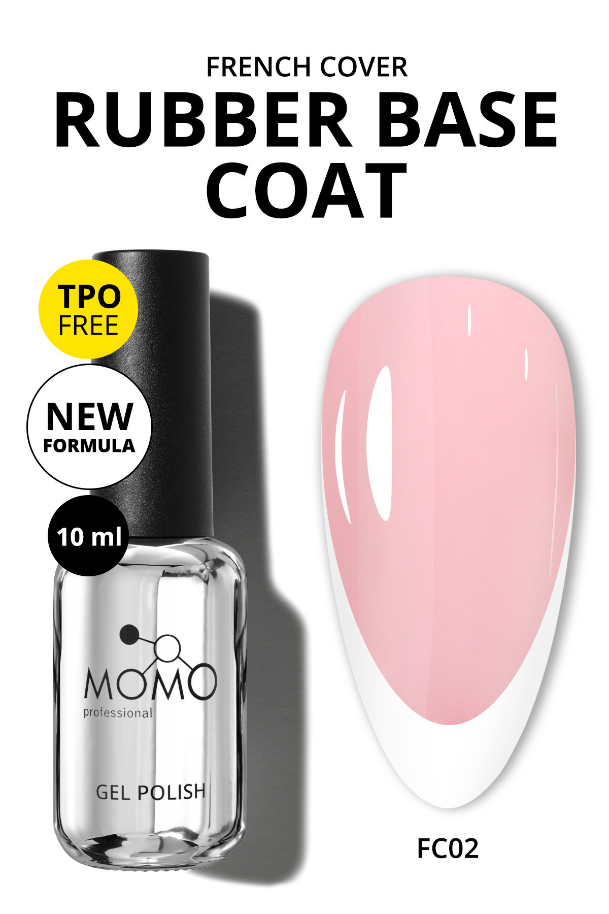 MOMO professional روکش پایه لاستیکی روکش فرانسوی FC02، 10 میلی لیتر — تصویری 8860101A11S09FC01