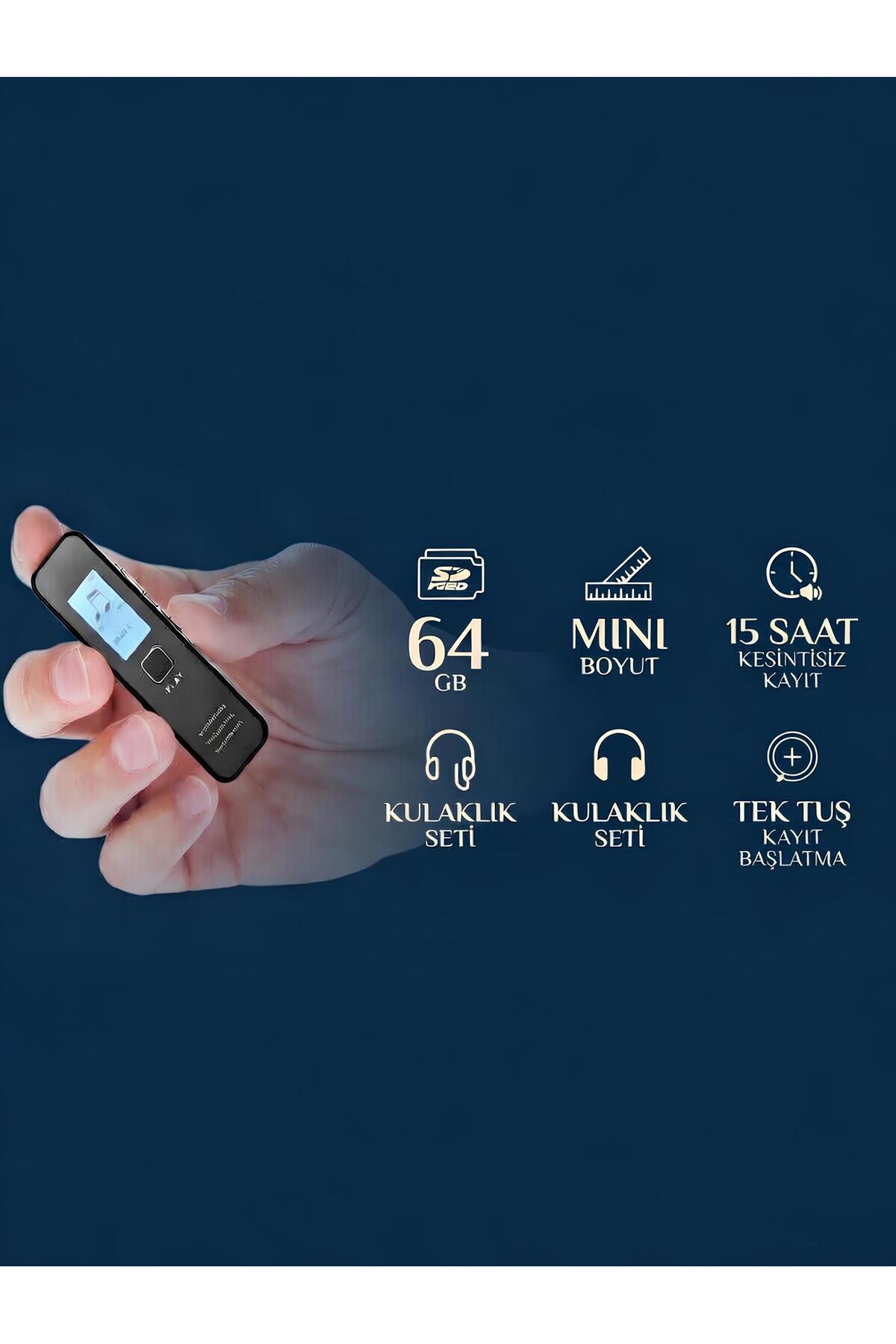 invitta 64GB Ses Kayıt Cihazı LCD Ekranlı Güclü Batarya Cihaz