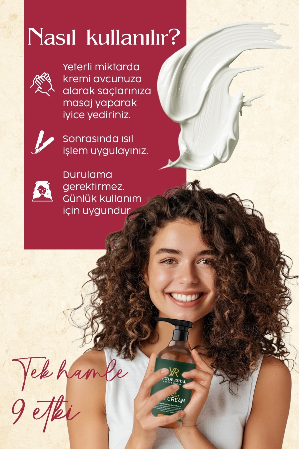Bukle Belirginleştirici Kıvırcık Ve Dalgalı Saçlar Için Durulanmayan Saç Kremi 500 ml — 8684415818188 — تصویر 3 از 5