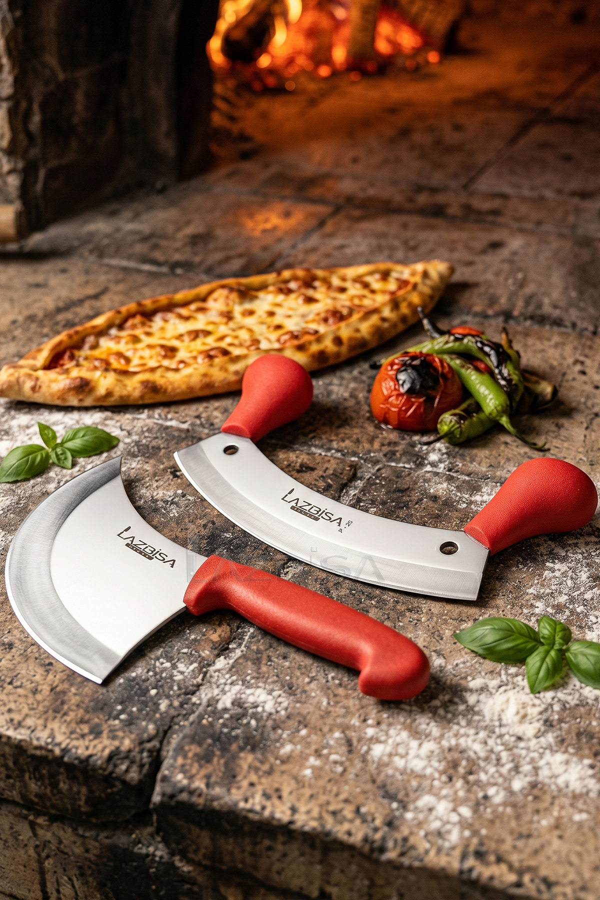 Silver Series Kitchen Knife Dumpling Knife Pizza Pita Knife Mincing Knife Set of 2 (Mft-460)