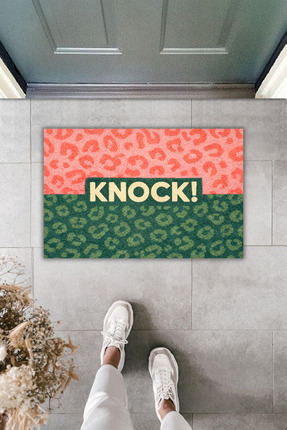 Dormot Modern Dijital Baskı Paspas - Pembe, Kırmızı, Yeşil, Mavi Knock Şık Ka...