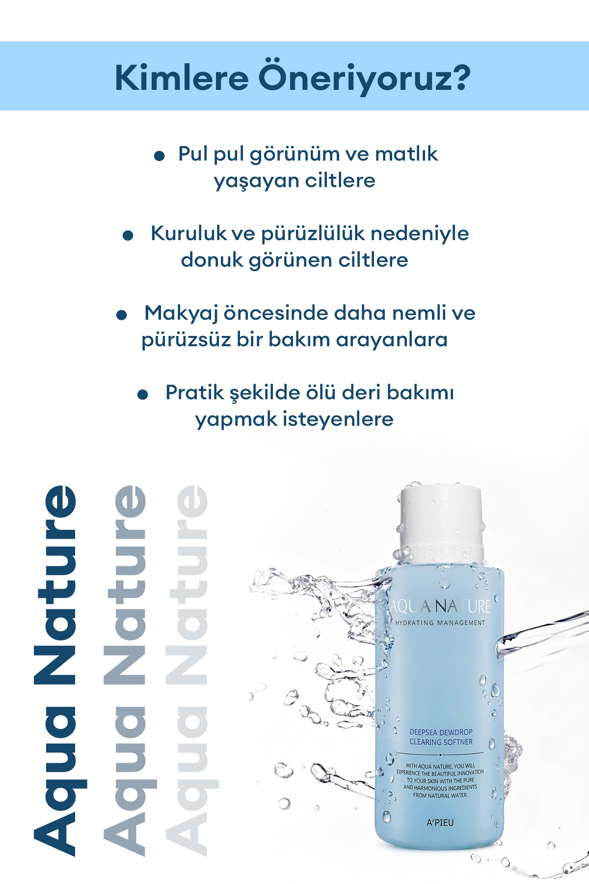 Pürüzsüzleştirici Tonik 500ml A'PIEU Aqua Nature Deep-Sea Dewdrop Clearing Softener — 8809643521352 — تصویر 3 از 7