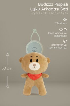Budizzz Budizzz Beyaz Gürültü Cihazı | Bebek Uyku Arkadaşı Kırmızı Fular Ayıcık