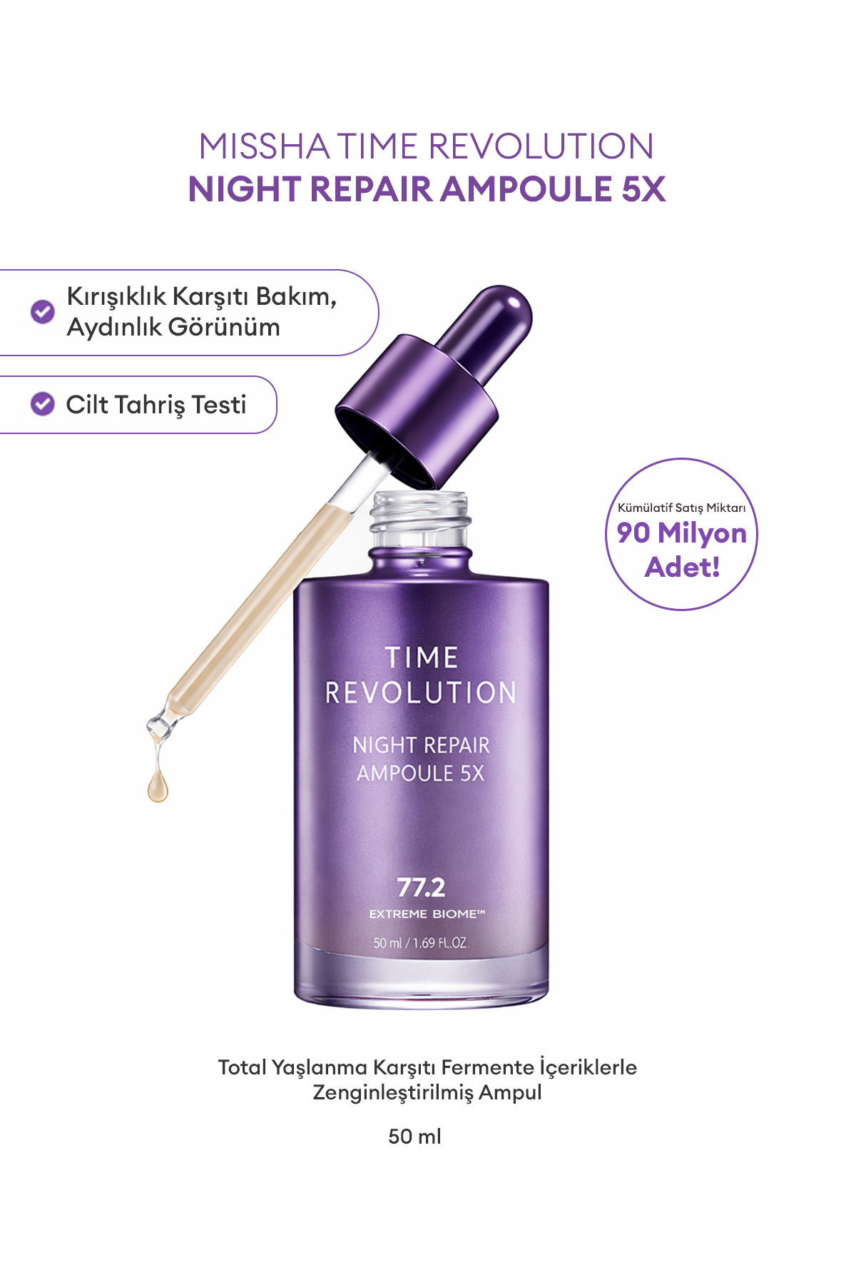 Missha Total Yaşlanma Karşıtı Ampul Time Revolution Night Repair Probio Ampoule 50ml — 111287