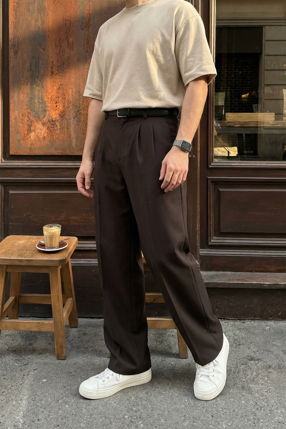 Livio Ferri  Erkek Kumaş Baggy Kalıp Pileli Pantolon - Görsel 5