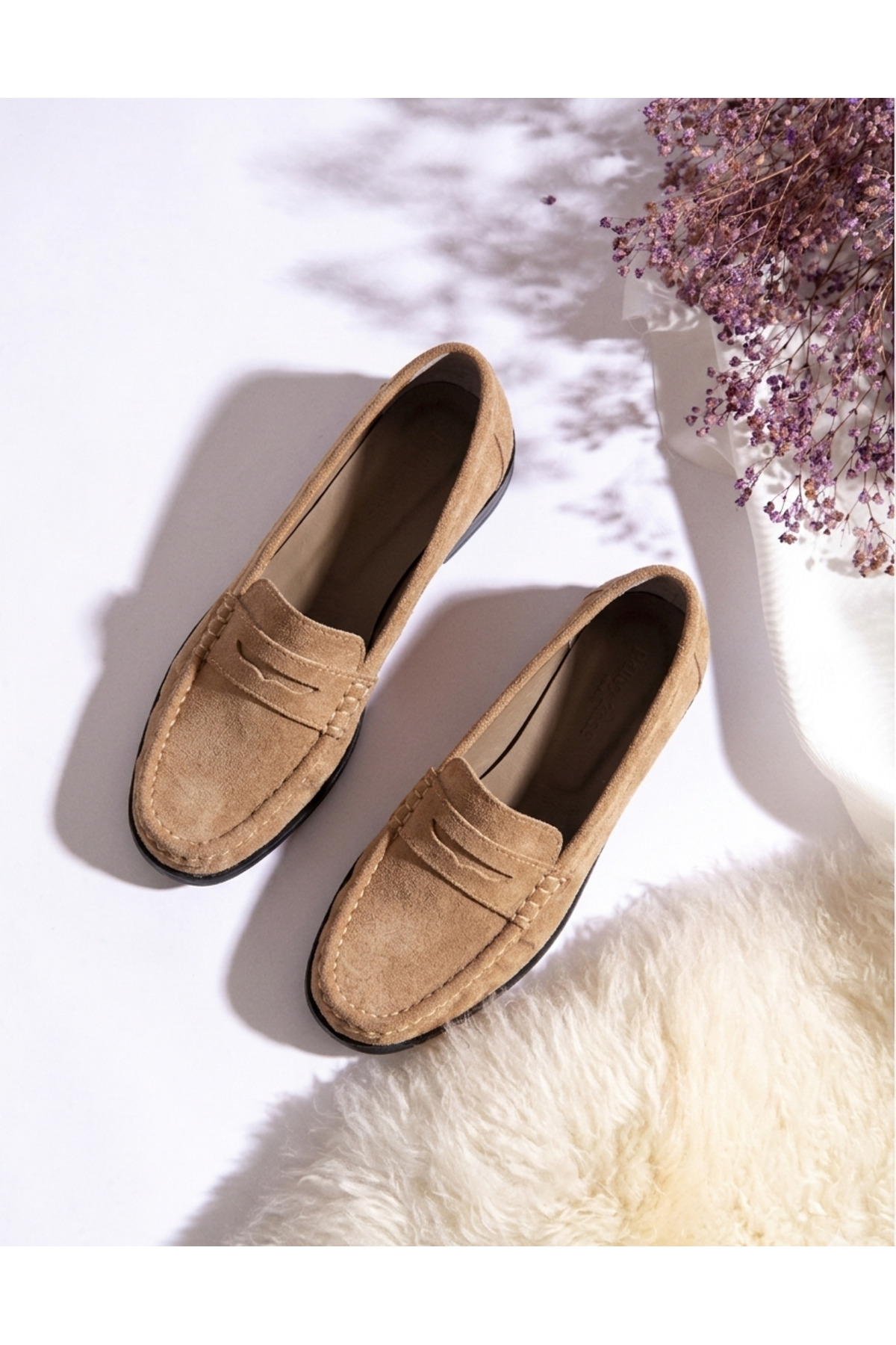 guijarro Kadın Vizon Hakiki Süet Loafer Casual Günlük Ayakkabı görsel 3