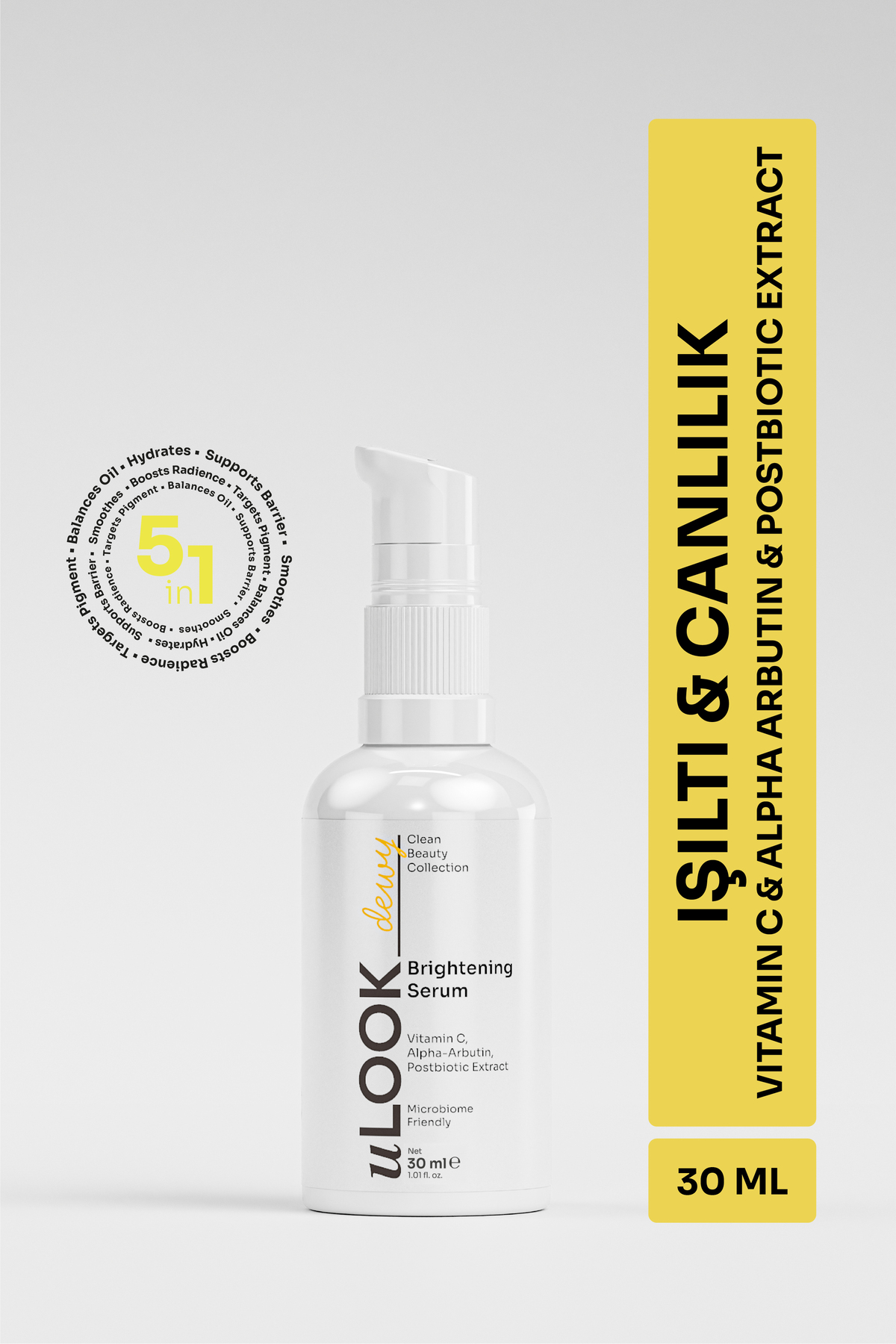 uLOOK C Vitamini Serum | Aydınlık & Canlı Görünüm | Alpha Arbutin + Postbiyotik 30 ml