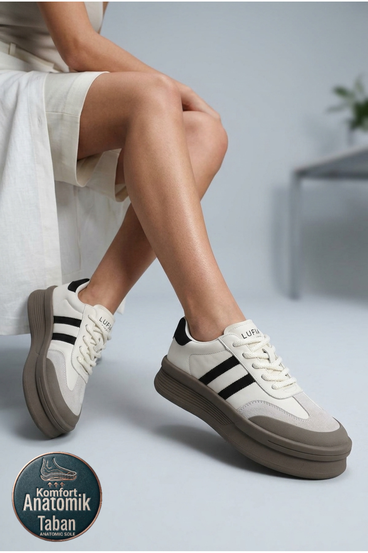 122230019 Chrıstına Sneaker Kadın Unisex Deri Rahat Yüksek Taban Spor Ayakkabı