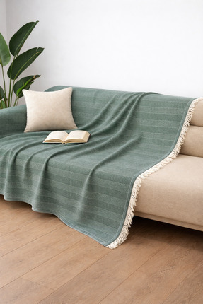 Miracolo Home Yeşil Pamuklu Dekoratif Koltuk Örtüsü 170x230 Boyutlu Optimal K...