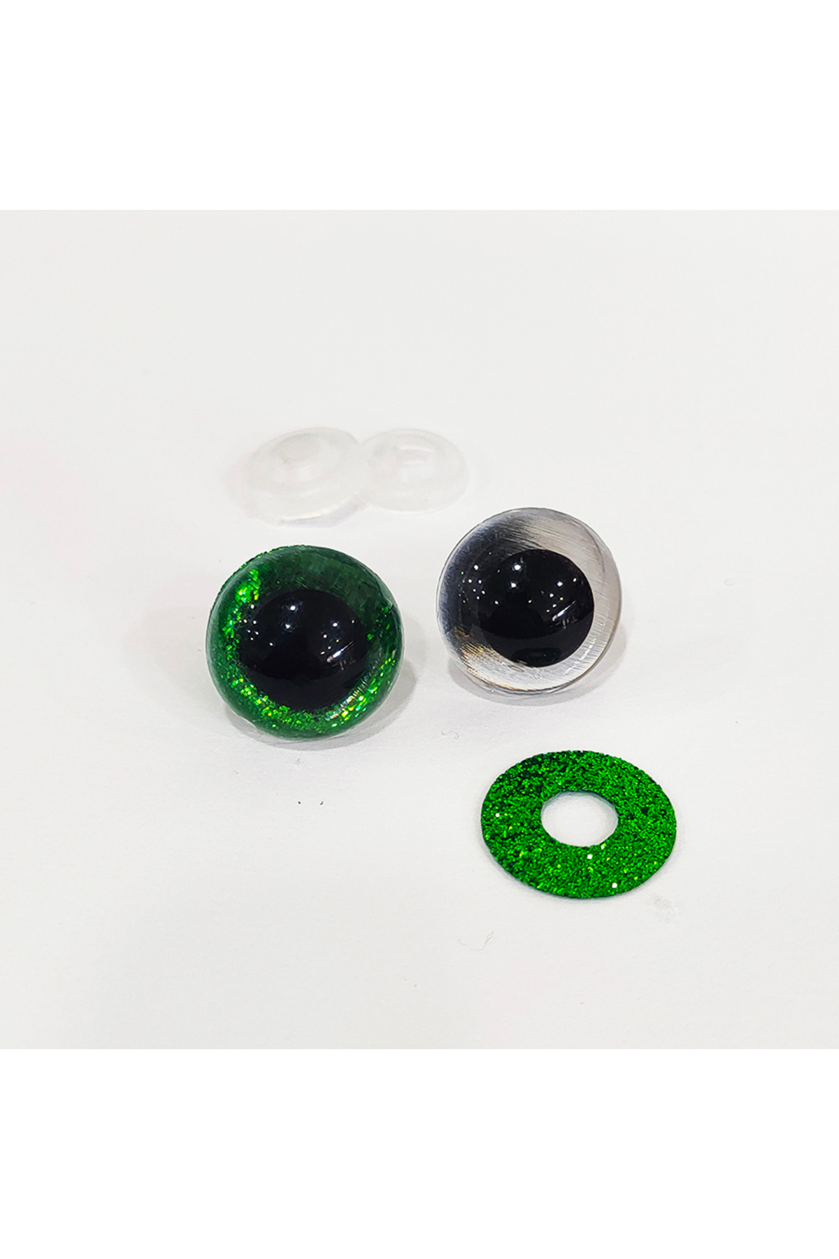Amigurumi 18 Mm Colored Glitter Eye with Screw - Green - 10 (5 Pairs) Locked Eyes