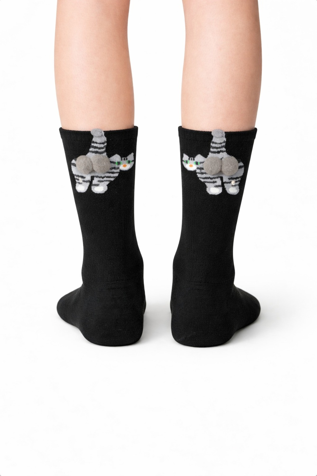 CARNAVAL SOCKS 4’lü Ponponlu Kedi Desenli Unisex Kutulu Çorap Seti görsel 4