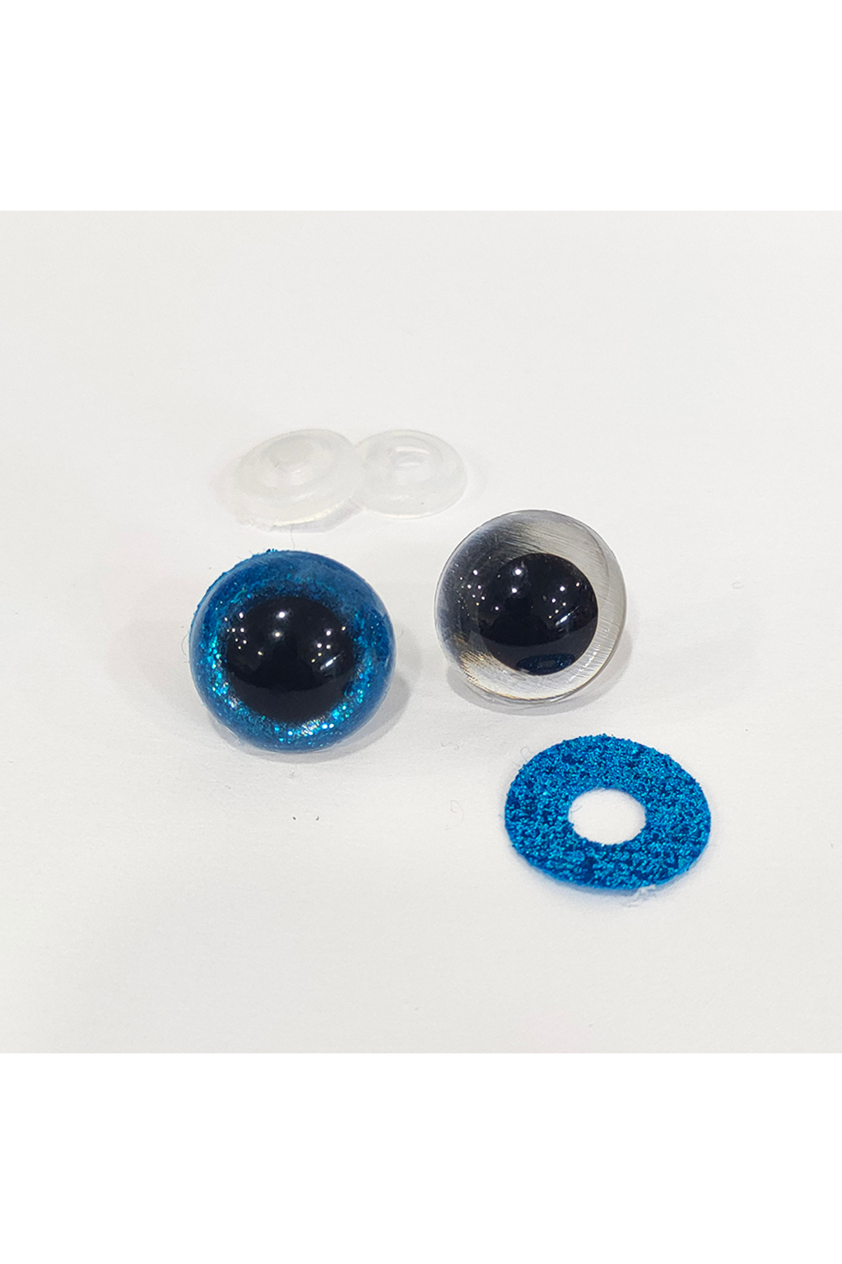 Amigurumi 16 Mm Colored Glitter Eye with Screw - Blue - 10 (5 PAIRS) Locked Eyes