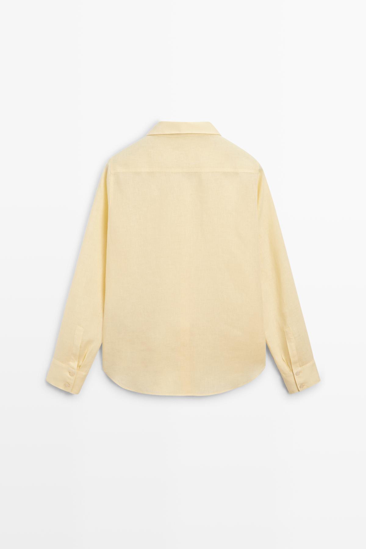 Massimo Dutti  Dökümlü %100 keten gömlek - Görsel 8