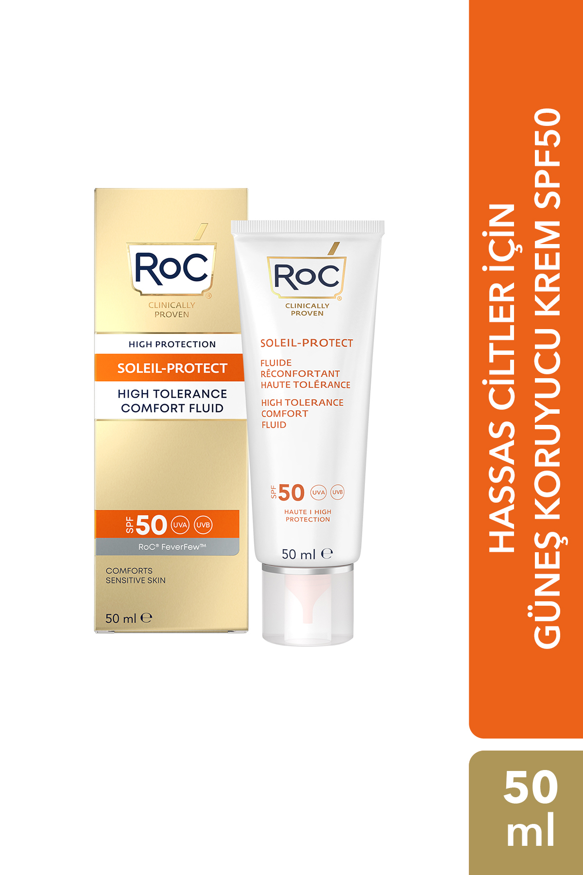 Roc Soleil-Protect High Tolerance 50 Faktör Güneş Korumalı Kırışıklık Karşıtı Rahatlatıcı Likit Krem — 1210000800060